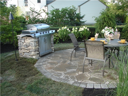 Stone grill and patio